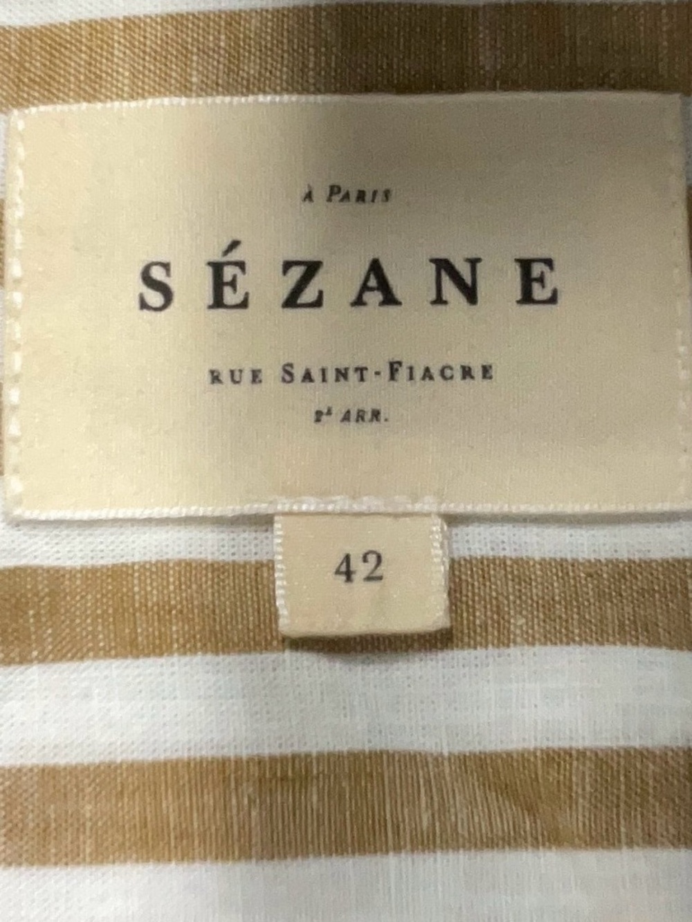 Sézane Tomboy Shirt in Ecru Camel Stripes FR 42 / US 10 / XL - Picture 13 of 16
